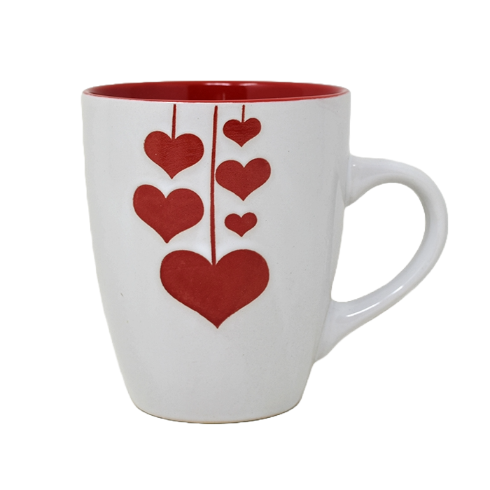 Mug Hanging Red Hearts (Taza de Porcelana)